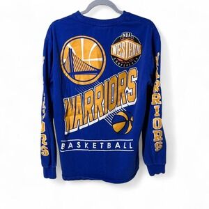 NBA Official - Golden State Warriors - Blue Long Sleeve Graphic Shirt -M